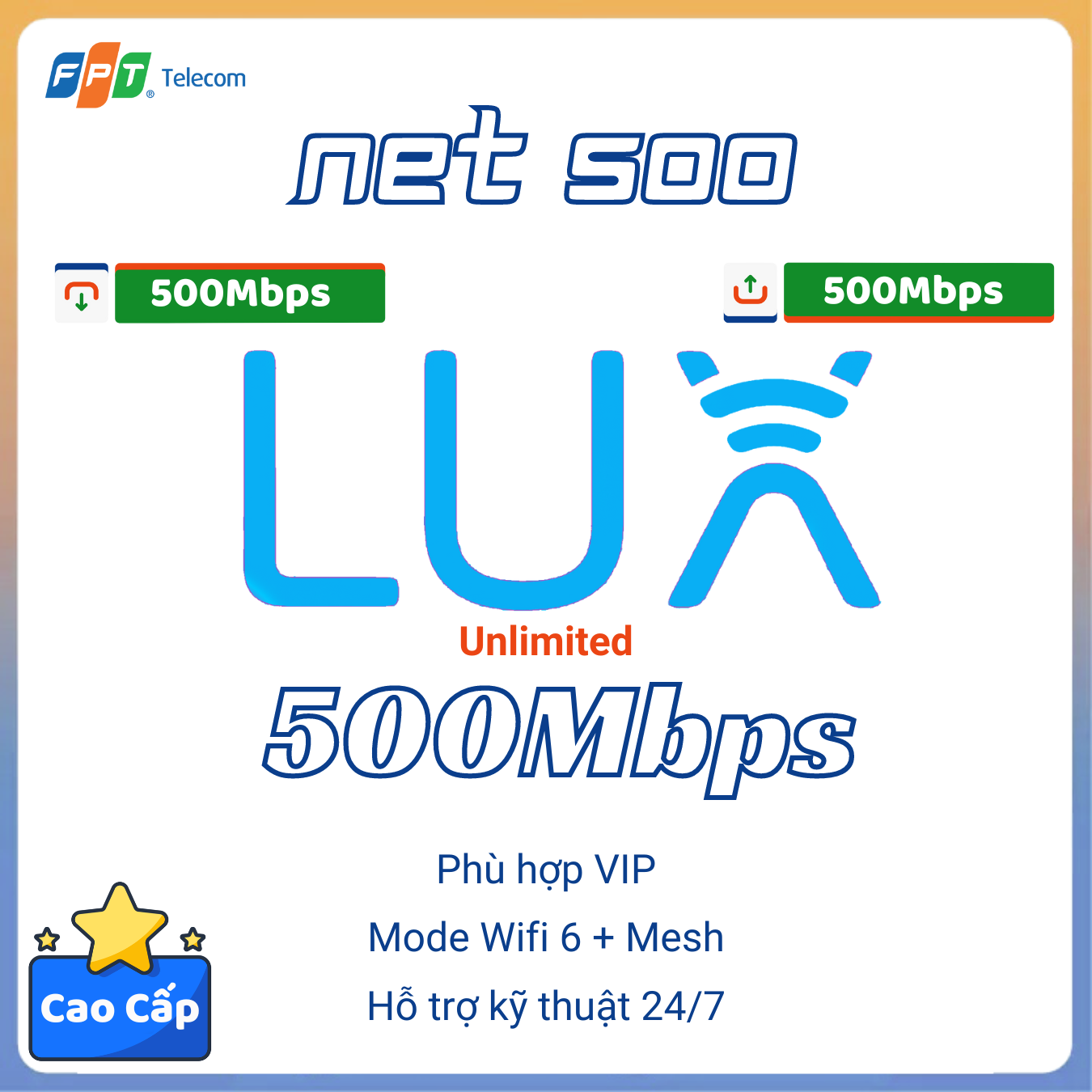 Gói Cước Cáp quang FPT Lux 500Mbps